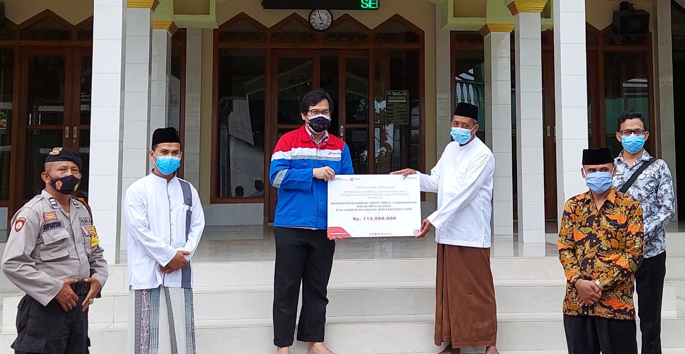 Pertamina GRR Tuban Bantu Pembangunan Fasilitas Masjid Di Kaliuntu