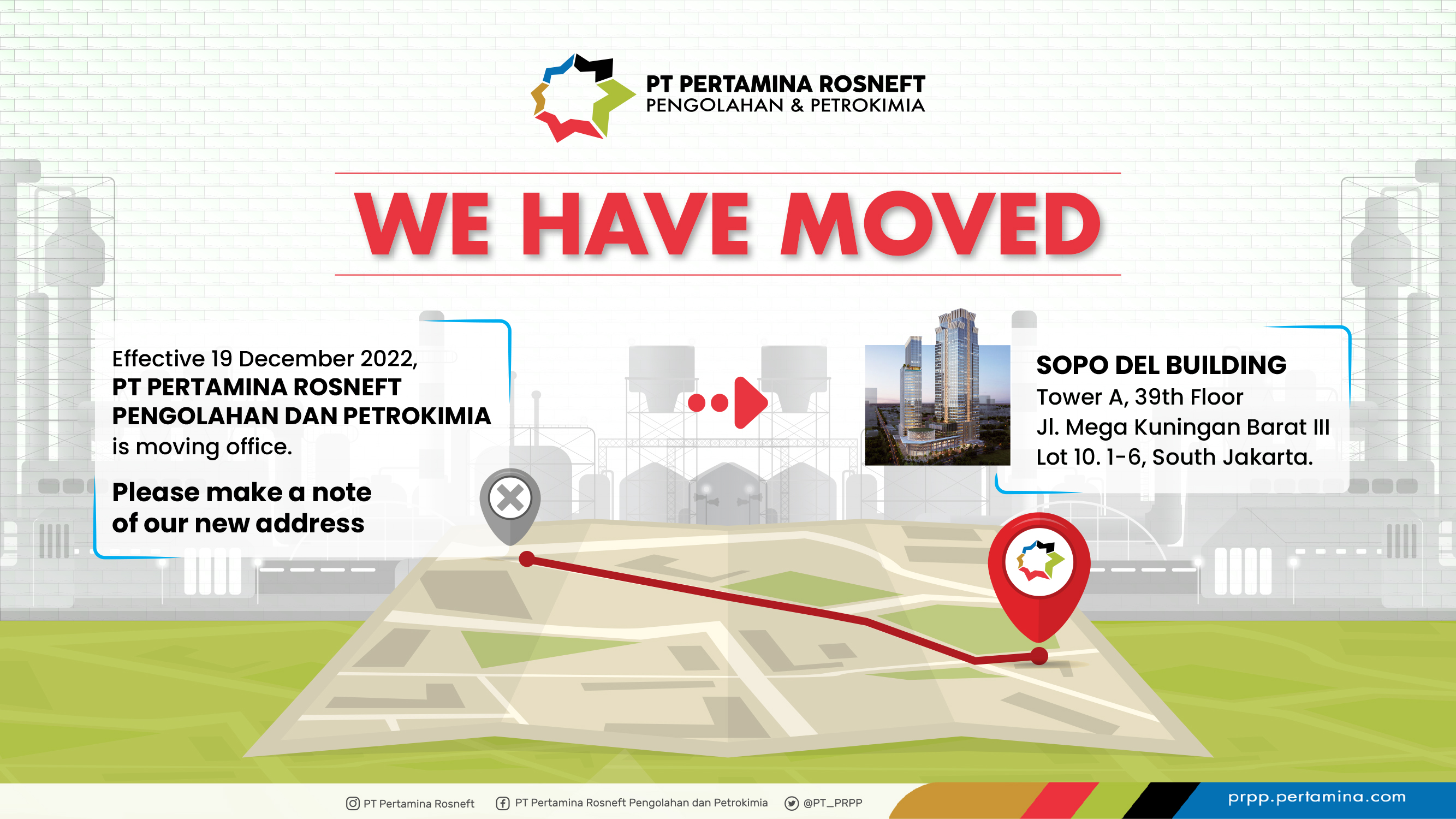 Announcement of Change of Office Address of PRPP (Pertamina Rosneft)